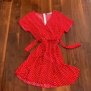 Cotton red polka dot dress size medium